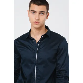 ARMANI EXCHANGE, Camasa de bumbac cu maneci lungi, Albastru ultramarin, S