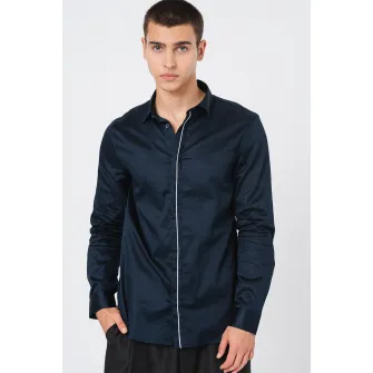 ARMANI EXCHANGE, Camasa de bumbac cu maneci lungi, Albastru ultramarin, S