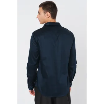 ARMANI EXCHANGE, Camasa de bumbac cu maneci lungi, Albastru ultramarin, S