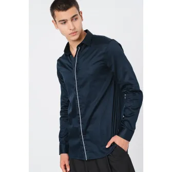 ARMANI EXCHANGE, Camasa de bumbac cu maneci lungi, Albastru ultramarin, S