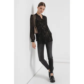 ARMANI EXCHANGE, Camasa stralucitoare de plasa, Auriu, Negru, S