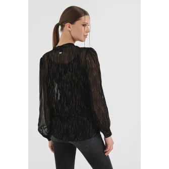 ARMANI EXCHANGE, Camasa stralucitoare de plasa, Auriu, Negru, S