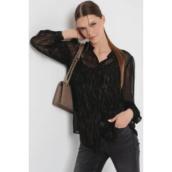 ARMANI EXCHANGE, Camasa stralucitoare de plasa, Auriu, Negru, S