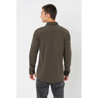 ARMANI EXCHANGE, Camasa uni cu maneci lungi, verde militar inchis, XS