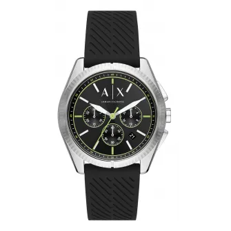 ARMANI EXCHANGE, Ceas cronograf cu o curea de silicon, Negru