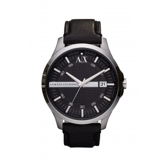 ARMANI EXCHANGE, Ceas quartz cu o curea de piele Hampton, Negru