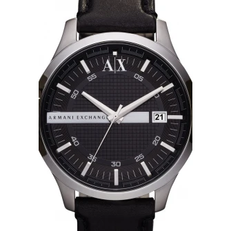 ARMANI EXCHANGE, Ceas quartz cu o curea de piele Hampton, Negru