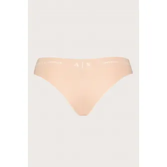 ARMANI EXCHANGE, Chiloti brazilieni cu banda logo in talie, Alb, Roz somon, XS-S