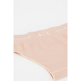 ARMANI EXCHANGE, Chiloti brazilieni cu banda logo in talie, Alb, Roz somon, XS-S