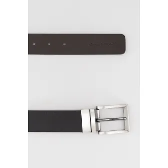 ARMANI EXCHANGE, Curea din piele cu logo, Maro inchis