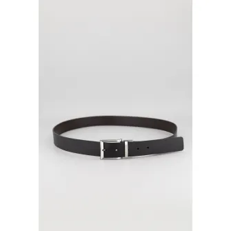 ARMANI EXCHANGE, Curea din piele cu logo, Maro inchis