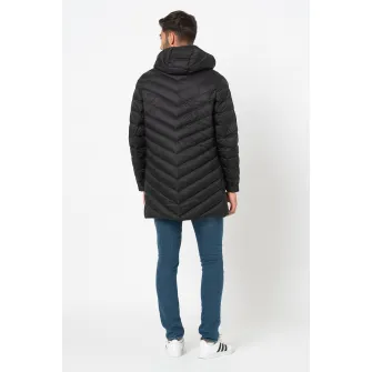 ARMANI EXCHANGE, Geaca cu umplutura de puf, model lung si aspect matlasat, Negru, XL
