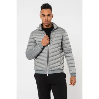 ARMANI EXCHANGE, Geaca cu umplutura de puf si aspect matlasat, Gri, S