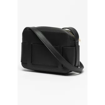 ARMANI EXCHANGE, Geanta crossbody de piele ecologica cu placuta logo, Negru