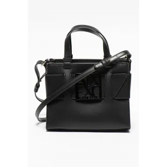 ARMANI EXCHANGE, Geanta mica de piele ecologica cu bareta detasabila si manere, Negru