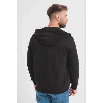 ARMANI EXCHANGE, Hanorac de bumbac cu fermoar si detalii logo, Negru, S