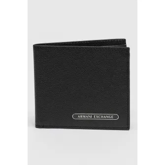 ARMANI EXCHANGE, Portofel de piele cu logo, Negru