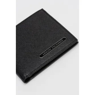 ARMANI EXCHANGE, Portofel de piele cu logo, Negru