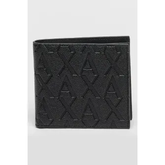 ARMANI EXCHANGE, Portofel pliabil cu logouri in relief, Negru