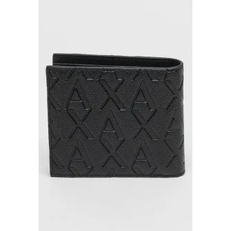 ARMANI EXCHANGE, Portofel pliabil cu logouri in relief, Negru