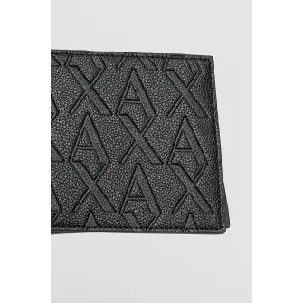 ARMANI EXCHANGE, Portofel pliabil cu logouri in relief, Negru