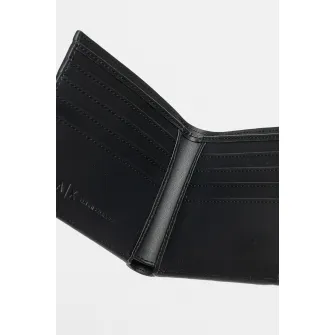 ARMANI EXCHANGE, Portofel pliabil cu logouri in relief, Negru