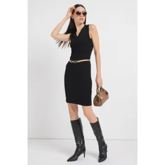 ARMANI EXCHANGE, Rochie bodycon scurta cu decolteu in V, Negru, M