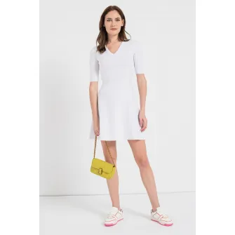 ARMANI EXCHANGE, Rochie cu decolteu in V si maneci scurte, Alb optic, XL
