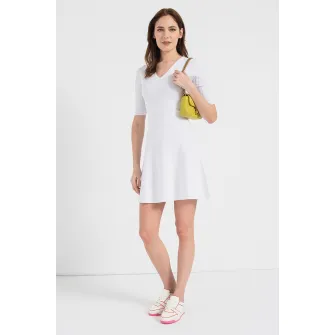 ARMANI EXCHANGE, Rochie cu decolteu in V si maneci scurte, Alb optic, XL