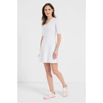 ARMANI EXCHANGE, Rochie cu decolteu in V si maneci scurte, Alb optic, XL
