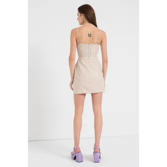 ARMANI EXCHANGE, Rochie de piele ecologica fara maneci, Piersica, 8