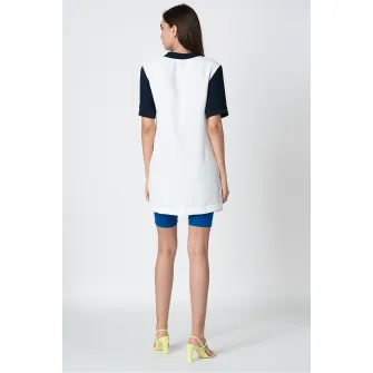 ARMANI EXCHANGE, Rochie tip tricou cu imprimeu logo contrastant, Alb/Bleumarin inchis/Roz, O