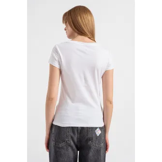 ARMANI EXCHANGE, Tricou cu aplicatii logo cu strasuri, Alb, Argintiu, Negru, S