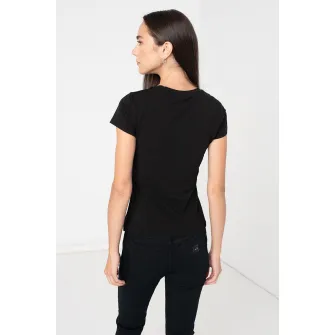 ARMANI EXCHANGE, Tricou cu logo si strasuri, Alb, Negru, M