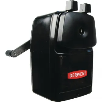 Ascutitoare creioane Derwent Professional, manuala, pentru creioane pana la 8mm, clema de prindere de birou si rezervor usor de golit, negru