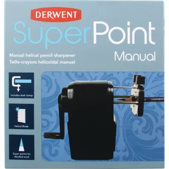 Ascutitoare creioane Derwent Professional, manuala, pentru creioane pana la 8mm, clema de prindere de birou si rezervor usor de golit, negru