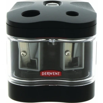 Ascutitoare electrica dubla Derwent Professional, cu baterii, pentru birou, calitate premium, negru