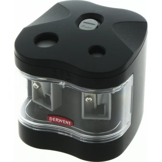 Ascutitoare electrica dubla Derwent Professional, cu baterii, pentru birou, calitate premium, negru