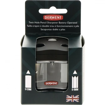 Ascutitoare electrica dubla Derwent Professional, cu baterii, pentru birou, calitate premium, negru