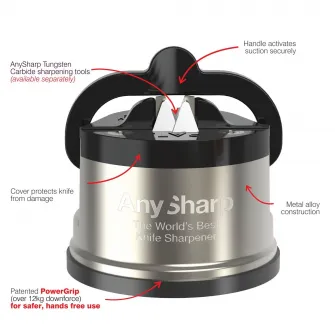 Ascutitor de cutite AnySharp Pro, Brushed Metal