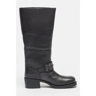 ASH, Cizme de piele inalte pana la genunchi Tribal, Negru, 37