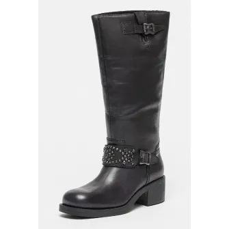 ASH, Cizme de piele inalte pana la genunchi Tribal, Negru, 37