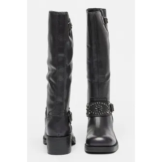 ASH, Cizme de piele inalte pana la genunchi Tribal, Negru, 37