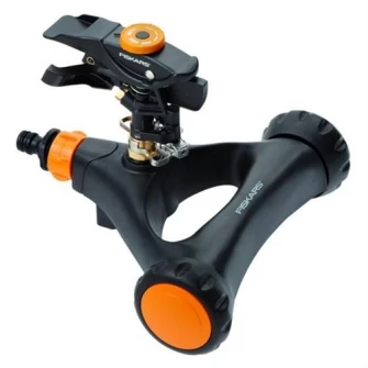 Aspersor pulsator cu roti Fiskars 1023656, spray reglabil, rotatie reglabila, cap metalic