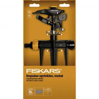 Aspersor pulsator metalic Fiskars 1023658, 26 m diametru maxim, tip pulverizare reglabil