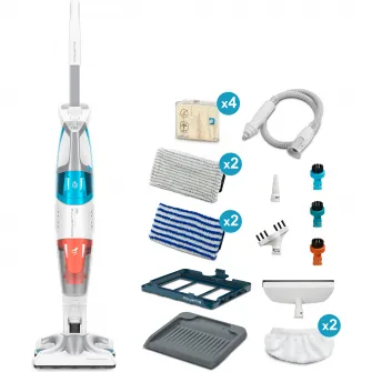 Паровой пылесос Rowenta Clean Steam Multi RY8544WH, 1700 Вт, автономная подача пара 30 мин, настройка пара эко / макс, оконный аксессуар, контейнер для пыли 0,5 л, контейнер для воды 0,4 л, белый