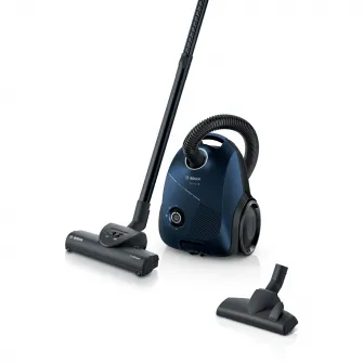 Aspirator cu sac Bosch BGBS2BU1T Seria 2, 850W, perie multifunctionala, perie turbo, filtru igienic, capacitate colectare 3.5 l, nivel de zgomot 80dB, Consum anual de energie: 40 kWh/an, Albastru