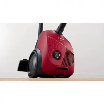 Aspirator cu sac Bosch Serie 2 BGBS2RD1H, filtru igienic, capacitate sac 3.5L, 10 ani garantie motor, consum anual de energie: 26.7 kWh/an, rosu