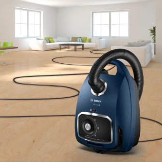 Aspirator cu sac Bosch Serie 6 BGB6X300, capacitate sac 4 L, sistem Remote Power Control, 700 W, fabricat in Germania, Albastru