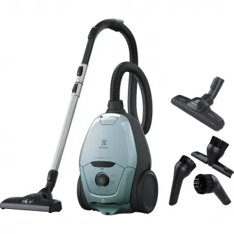 Aspirator cu sac Electrolux Pure D8 PD82-4MB, 600W, functia AUTO, filtru de evacuare lavabil, indicator LED sac plin, 57 dB(A), perie parchet, albastru